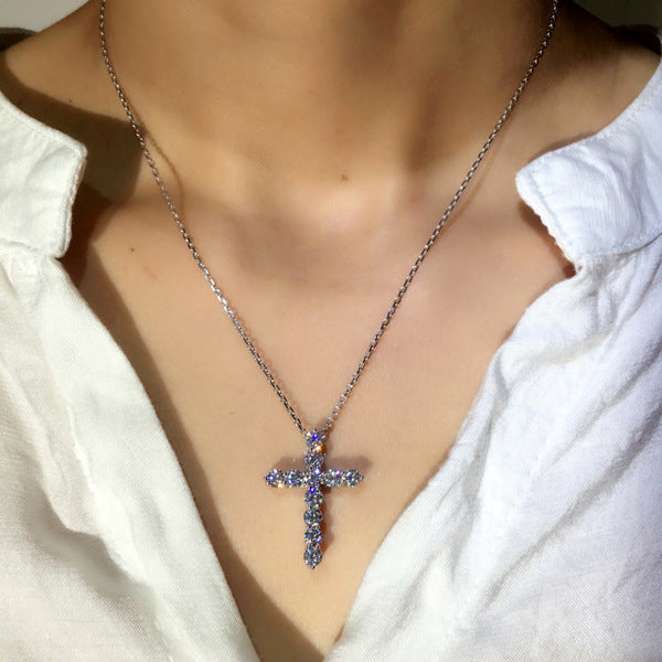 Cross Necklace Zircon Finely Inlaid Pendant