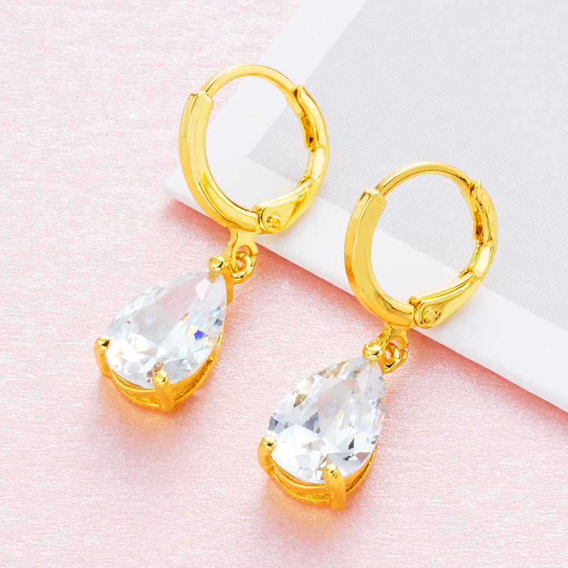 Women's 24K Gold-plated Zircon Earrings