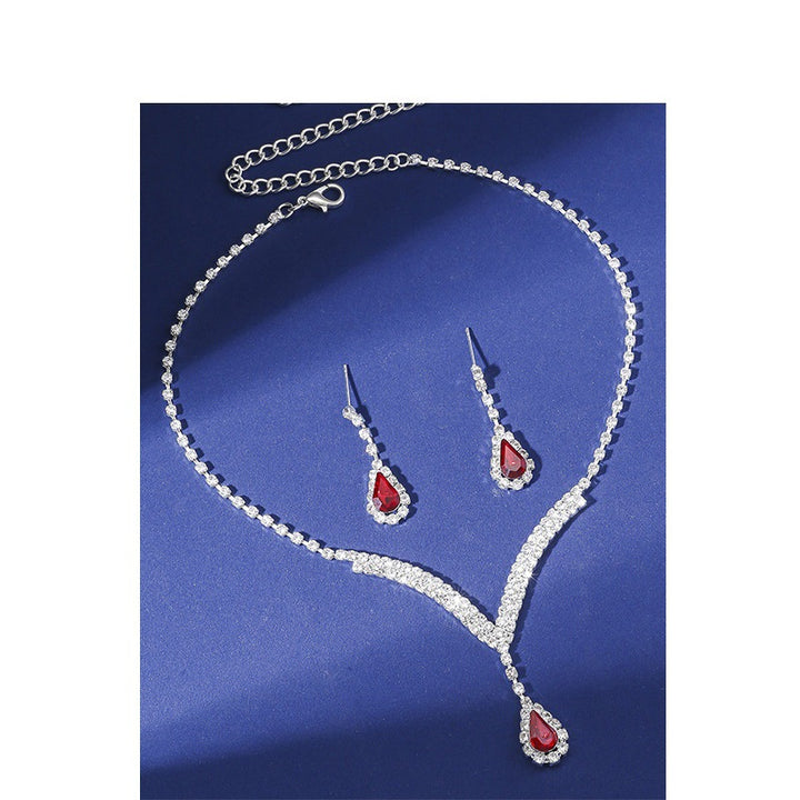 Exquisite Claw Chain Rhinestone Necklace And Earrings Suite