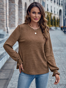 Round Neck Solid Color Casual Loose Women's Top