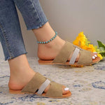 New Fish Mouth Sandals With Belt Buckle Design Summer Beach Shoes For Women Fashion Casual Low Heel Flat Slides Slippers