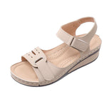 Wedge Platform Laser Roman Fish Mouth Strap Velcro Sandals