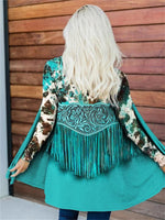 Women's Digital Printing Short Trench Coat Cardigan