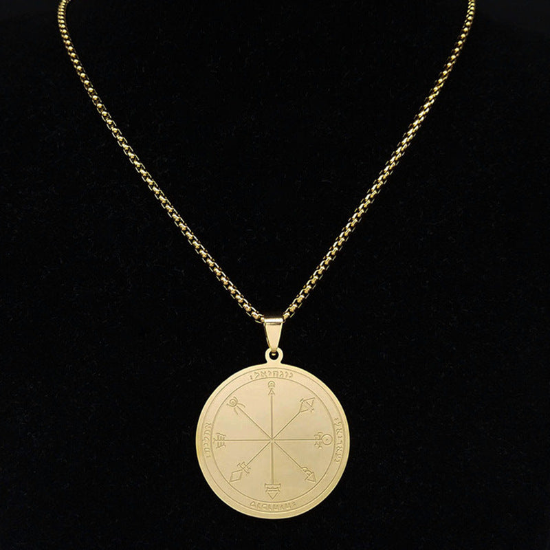Nordic Symbol Vikings Charm Solomon Seal Stainless Steel Pendant Necklace