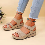 Wedge Platform Laser Roman Fish Mouth Strap Velcro Sandals