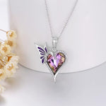 High-grade Design Purple Butterfly Love Crystal Diamond Pendant Necklace Female