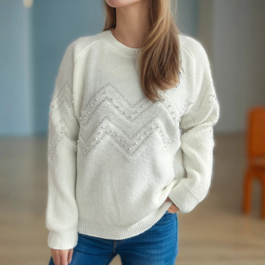 European And American Crew Neck Casual Long-sleeved Sweater