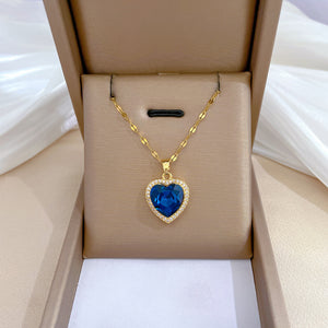 Fully Jeweled Loving Heart Light Luxury Temperament Gorgeous Full Diamond Necklace Women