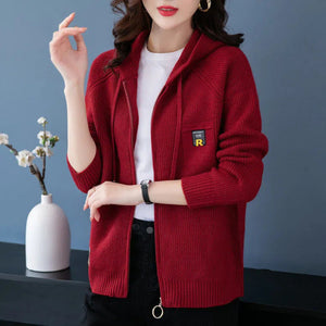 Knitted Cardigan Hooded Thickened Sweater Coat