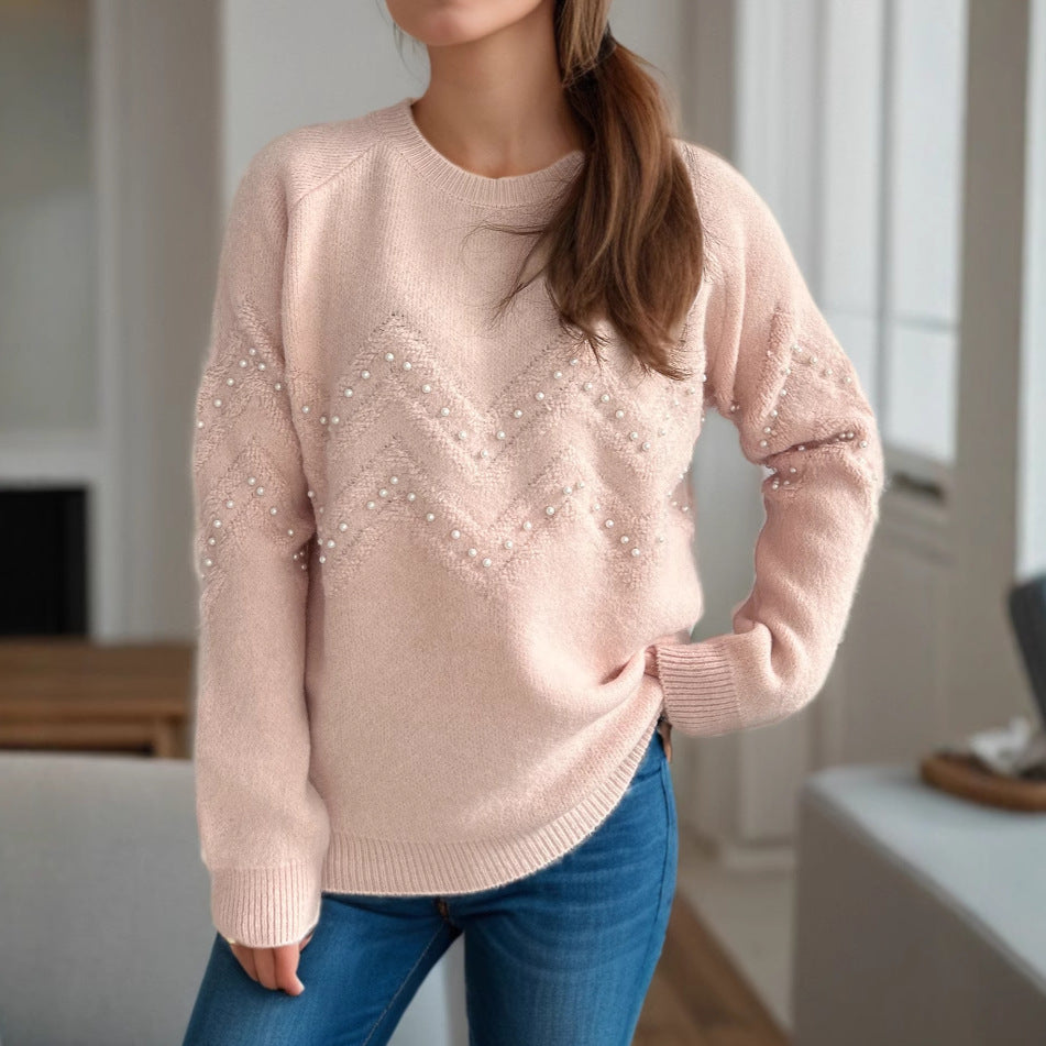 European And American Crew Neck Casual Long-sleeved Sweater