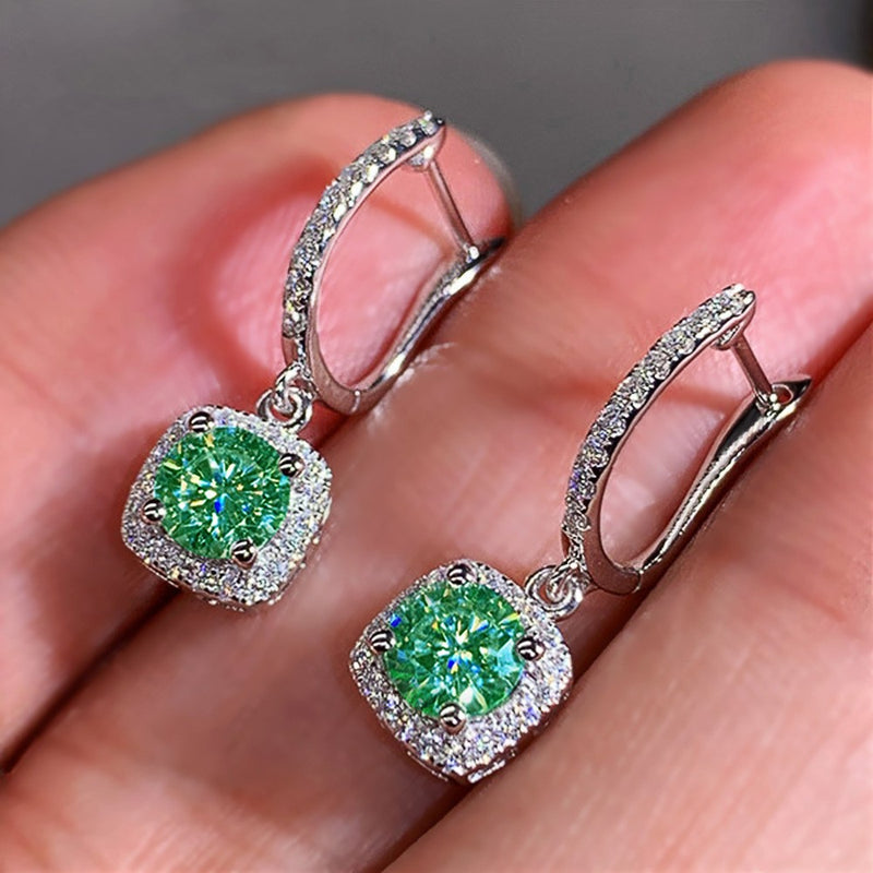 Fashion Simple Square Round Diamond Female Special Interest Earrings