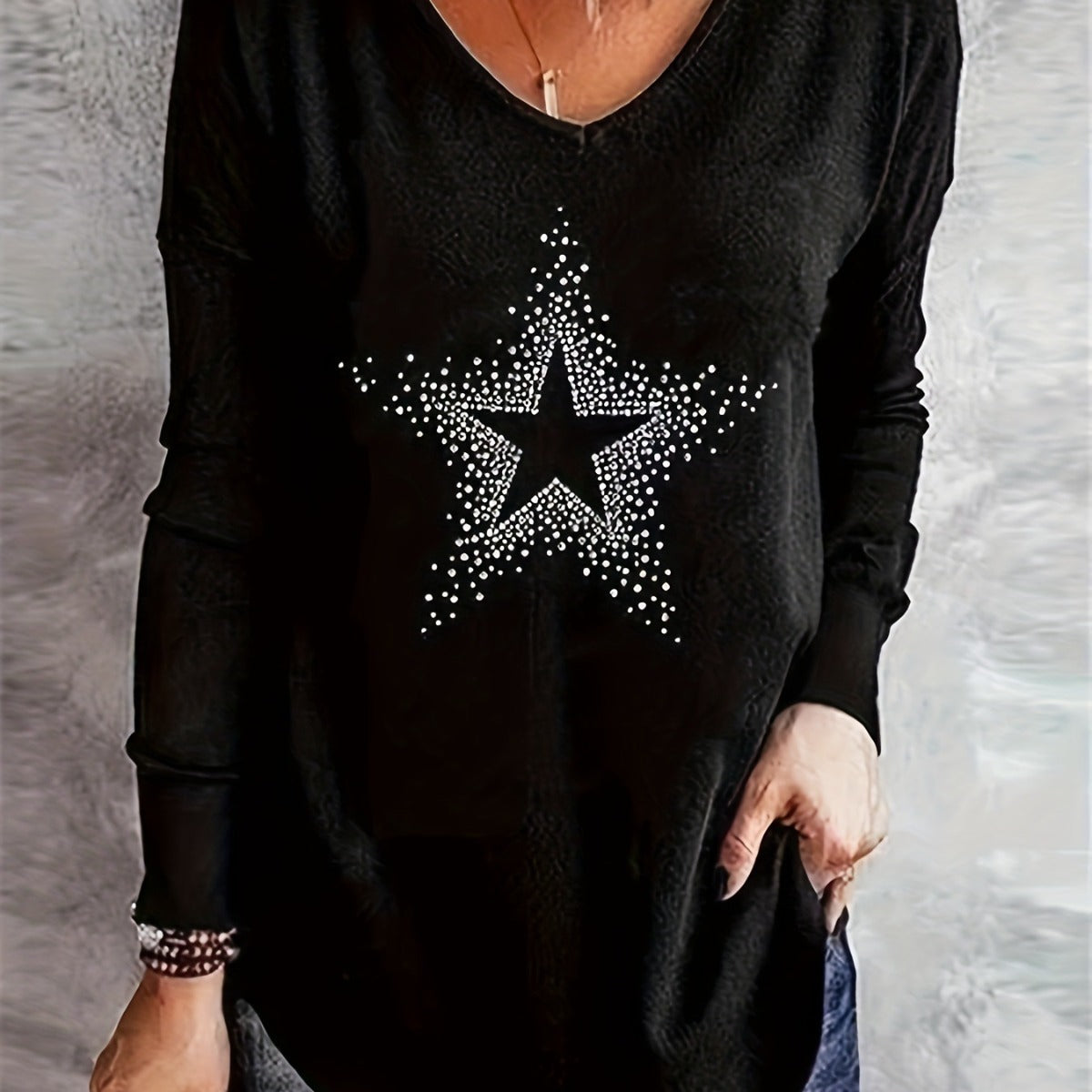 Women's Fashion Casual Star Printed Bottoming Shirt