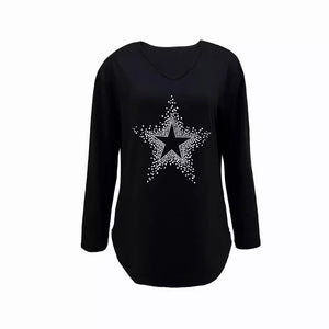 Women's Fashion Casual Star Printed Bottoming Shirt