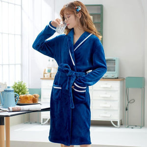 Long Thickened Fleece-lined Warm Nightgown For Women