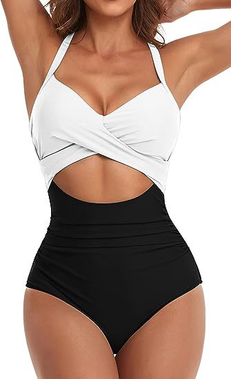 Women's Fashion Casual Cross One-piece Swimsuit