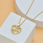 Mother's Day Mom Heart Shape With Diamond Letter Necklace