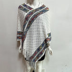 Idle Style V-neck Tassel Rainbow Cape Sweater For Women