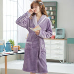 Long Thickened Fleece-lined Warm Nightgown For Women