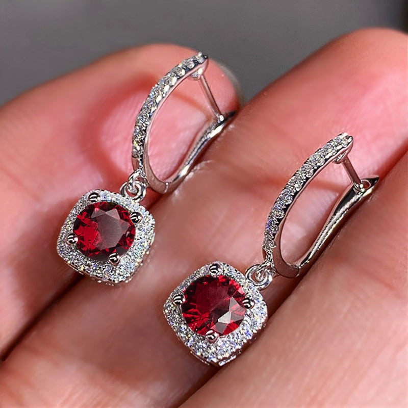 Fashion Simple Square Round Diamond Female Special Interest Earrings