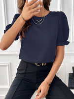 Fashion Temperament Pure Color Round Neck Shirt Top