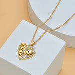 Mother's Day Mom Heart Shape With Diamond Letter Necklace