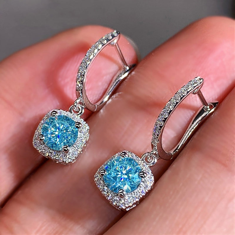 Fashion Simple Square Round Diamond Female Special Interest Earrings