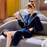 Long Thickened Fleece-lined Warm Nightgown For Women