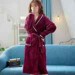 Long Thickened Fleece-lined Warm Nightgown For Women