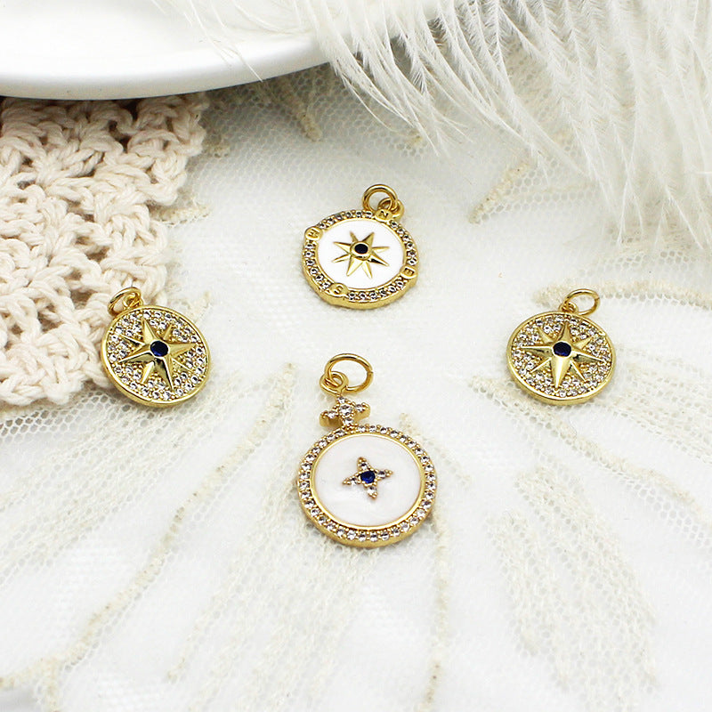 DIY Ornament Accessories Micro-inlaid Six-pointed Star Compass Hanging Piece Pendant