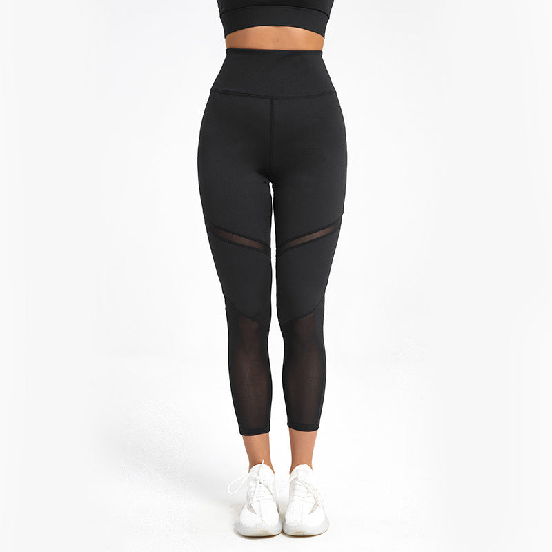 Plus Size Yoga Pants Women's Mesh Stitching