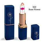 Dark Blue Tube Crystal Transparent Jelly Lipstick Gold Foil