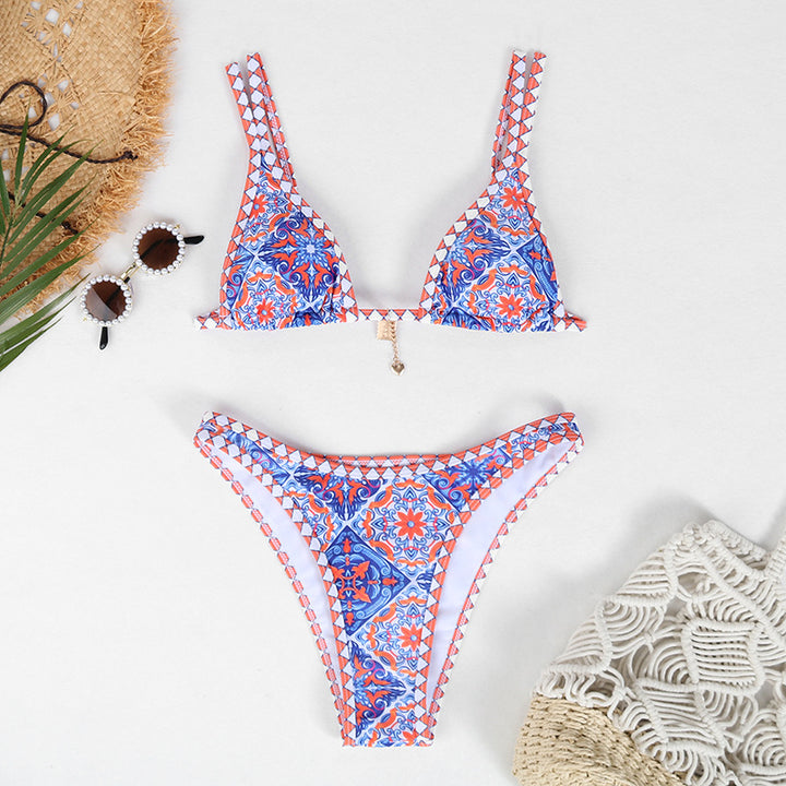 Women's Printed Split Casual All-match Bikini Suit