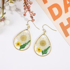 Water Drop Needle Chrysanthemum Earrings Simple Geometric Epoxy