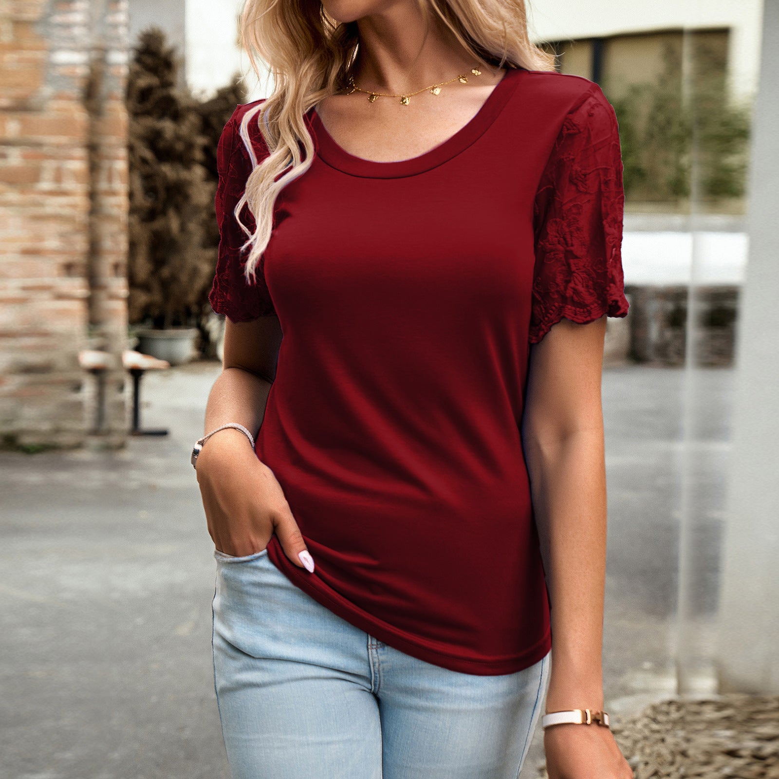 Women's Ruffled Short Sleeves T-shirt