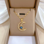 Star Moon Full Diamond Necklace