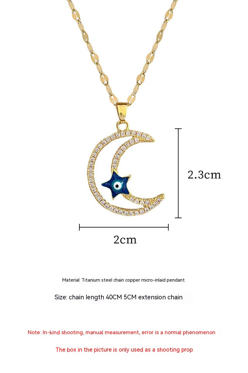 Star Moon Full Diamond Necklace