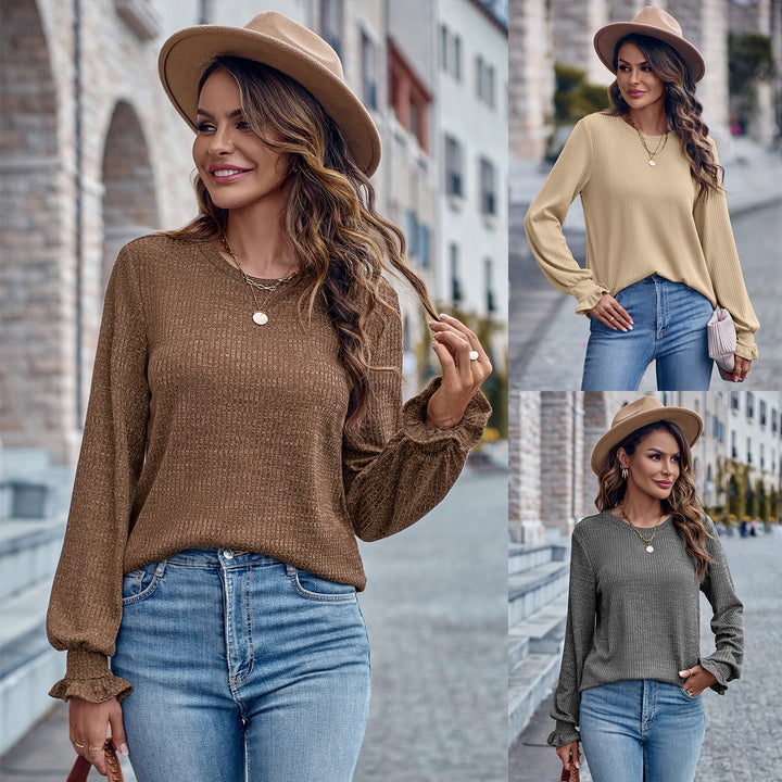 Round Neck Solid Color Casual Loose Women's Top