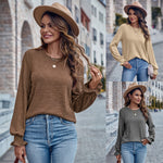 Round Neck Solid Color Casual Loose Women's Top