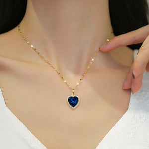 Fully Jeweled Loving Heart Light Luxury Temperament Gorgeous Full Diamond Necklace Women