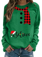 Women's Fashion Christmas Pattern Printing Long Sleeve Crew Neck Sweater