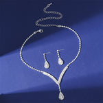 Exquisite Claw Chain Rhinestone Necklace And Earrings Suite