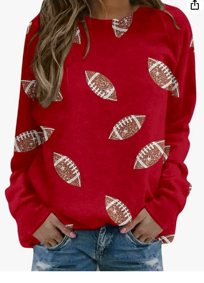 Amazon Independent Station Fashion Rugby Round Neck Sweater Top