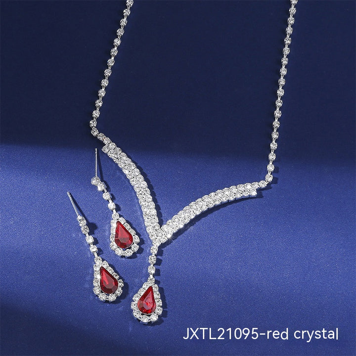 Exquisite Claw Chain Rhinestone Necklace And Earrings Suite